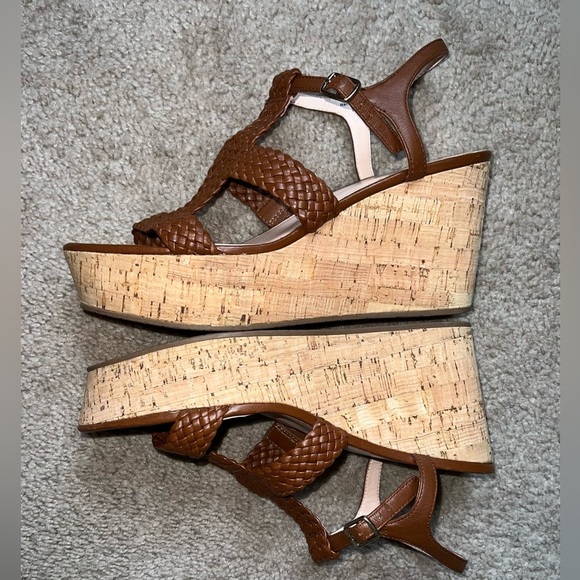 Kate Spade Tiana Wedge Sandals Sz 9 Woven Strap Lightweight Cork-Wrap Pkatform - Picture 6 of 10